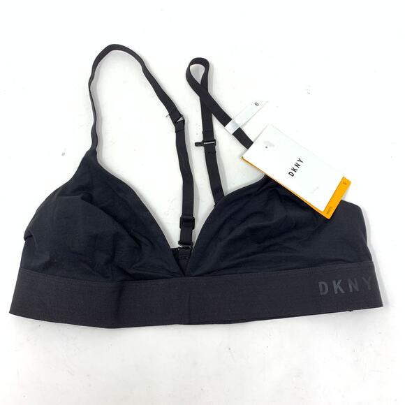 DKNY Women's Size Small Plunge Neck Bralette Bra Solid Black NEW - Picture 2 of 7